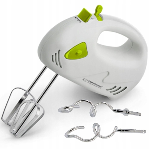 Mikser ręczny 7 biegów 2 x mieszadła 2 x trzepaczki 150 W biało zielony