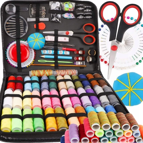 DUŻY PRZYBORNIK ZESTAW KRAWIECKI DO SZYCIA IGŁY NOŻYCZKI NICI 230 ELEMENTÓW