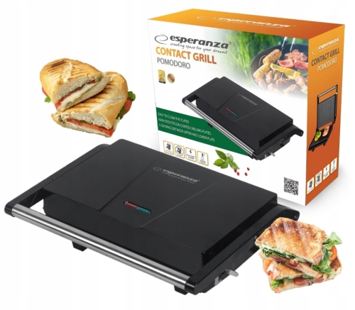 Grill elektryczny domowy opiekacz Esperanza Pomodoro czarny 1200 W