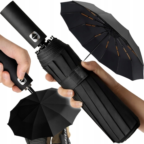 PARASOL WIATROSZCZELNY SKŁADANY PARASOLKA MĘSKA DAMSKA 12 RAMION POKROWIEC