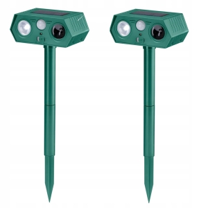 Ultradźwiękowy Solarny Odstraszacz Zwierząt Psów Dzików Czujnik Ruchu 2 szt