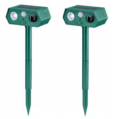 Ultradźwiękowy Solarny Odstraszacz Zwierząt Psów Dzików Czujnik Ruchu 2 szt