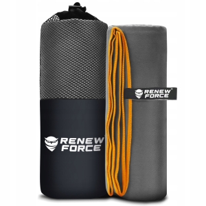 Ręcznik szybkoschnący Renew Force mikrofibra szary 180 cm x 100 cm