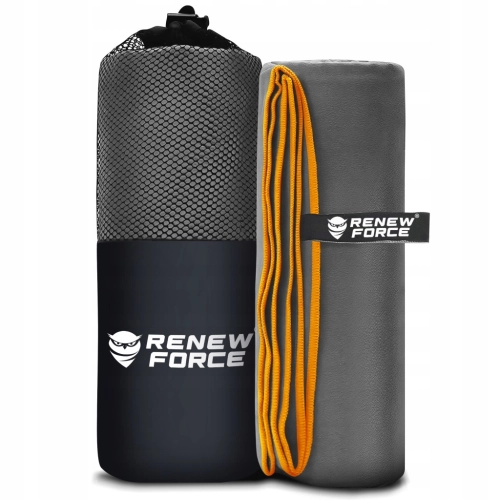 Ręcznik szybkoschnący Renew Force mikrofibra szary 180 cm x 100 cm