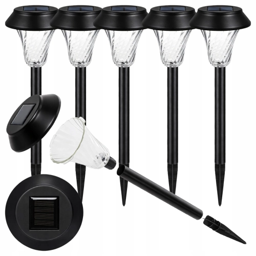 Zestaw Lamp Lampy Ogrodowe Solarne Wbijane Wodoodporne 41cm Zewnętrzne 6szt