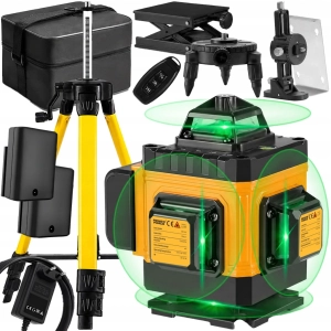 POZIOMNICA LASEROWA POZIOMICA 4D 16 LINII 360 LASER KRZYŻOWY ZESTAW STATYW