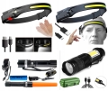 LATARKA CZOŁOWA USB + 2 LATARKI TAKTYCZNE ZESTAW