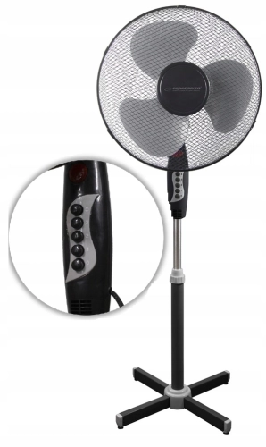 Wentylator wiatrak podłogowy obrotowy czarny szary