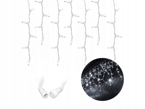 LAMPKI OGRODOWE SOPLE ENERGOOSZCZĘDNE KURTYNA 300 LED BIAŁE 13,5 METRA