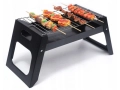 Grill turystyczny przenośny węglowy + dmuchawa do rozpalania i szczotka
