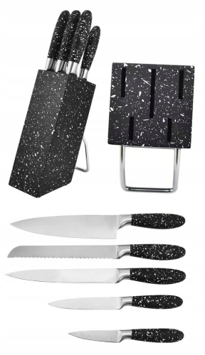 Komplet noży w bloku Zestaw noży ze stojakiem Prezent dla mamy babci