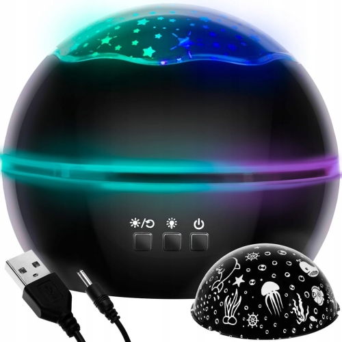 Lampka nocna dla dziecka projektor gwiazd światu morskiego