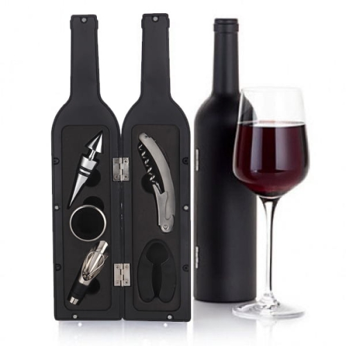 ZESTAW KORKOCIĄG NALEWAK ZATYCZKA DO WINA ETUI 6w1