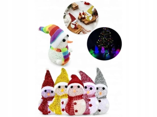 Zestaw 6 bałwanów świecących ozdoby świąteczne do domu na stół parapet