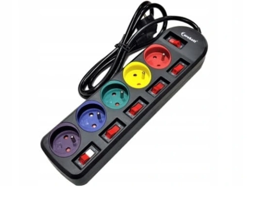 Przedłużacz listwowy 3 m 5 szt. gniazd czarny