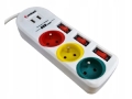 Przedłużacz listwowy 1,5 m 3 szt. gniazd 2xUSB 2,4 mA biały